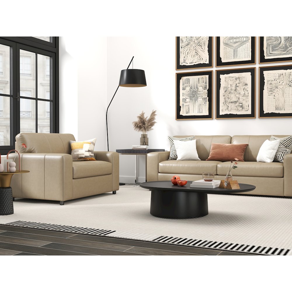 Sakan Leather Upholstered 3-Piece Living Room Set, Sofa and 2 Cutler Chairs. Picture 3