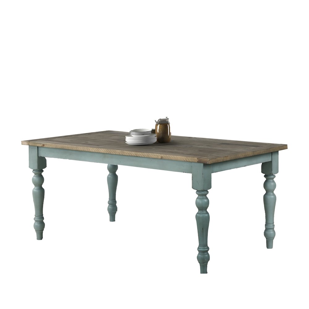 Prato Blue and Brown Two-Tone Finish Wood Dining Table. Picture 1