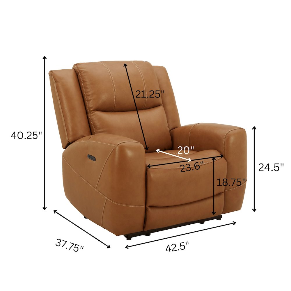 Cozura Leather Power Recliner, Silverado Butternut. Picture 14