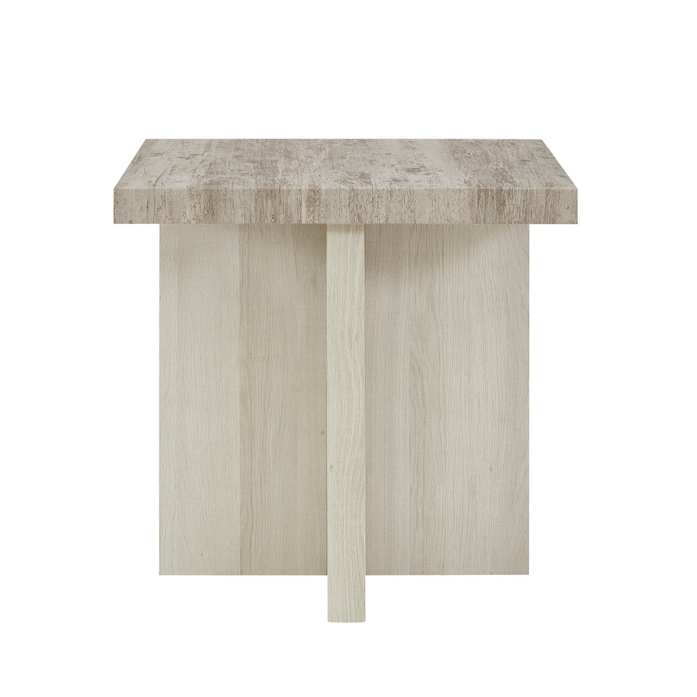 Mchome Square End Table, Nightstand, Weathered Gray and Beige. Picture 8