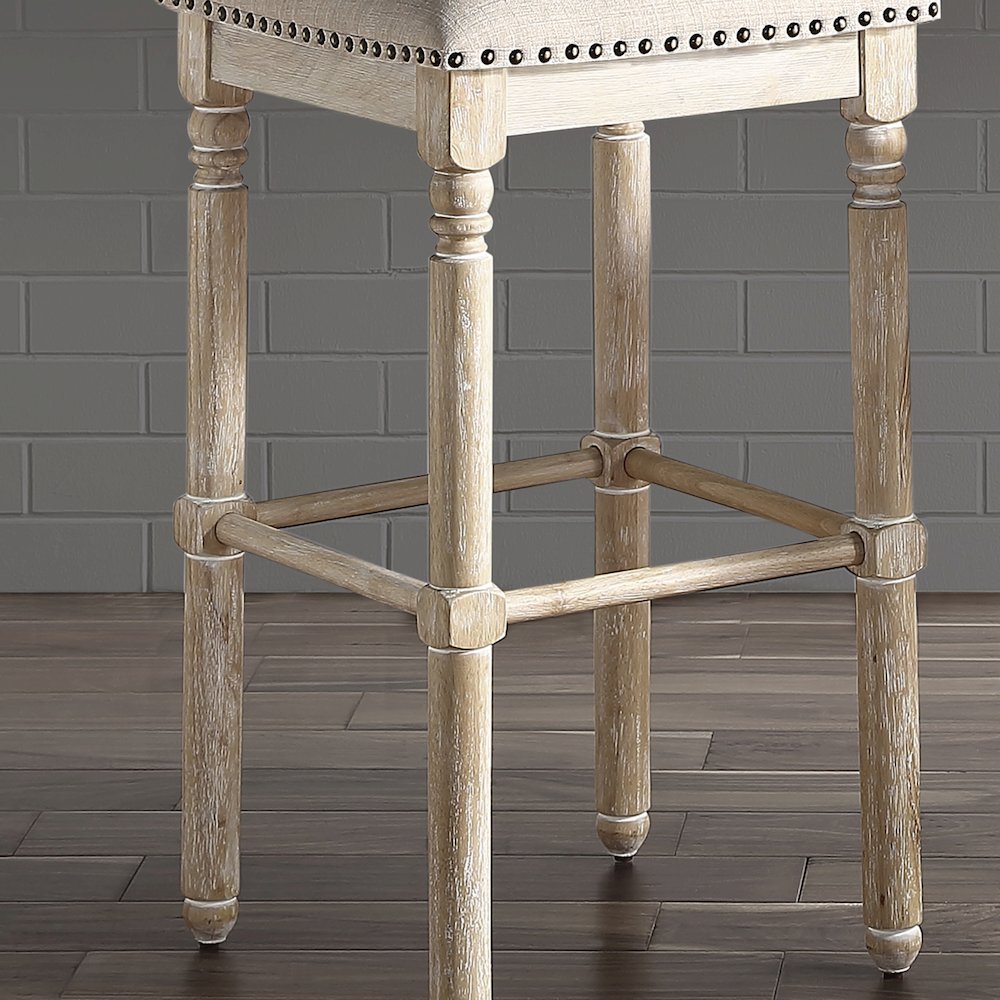 Arnhem Wood Tan Upholstered Bar Stools, Set of 2. Picture 4