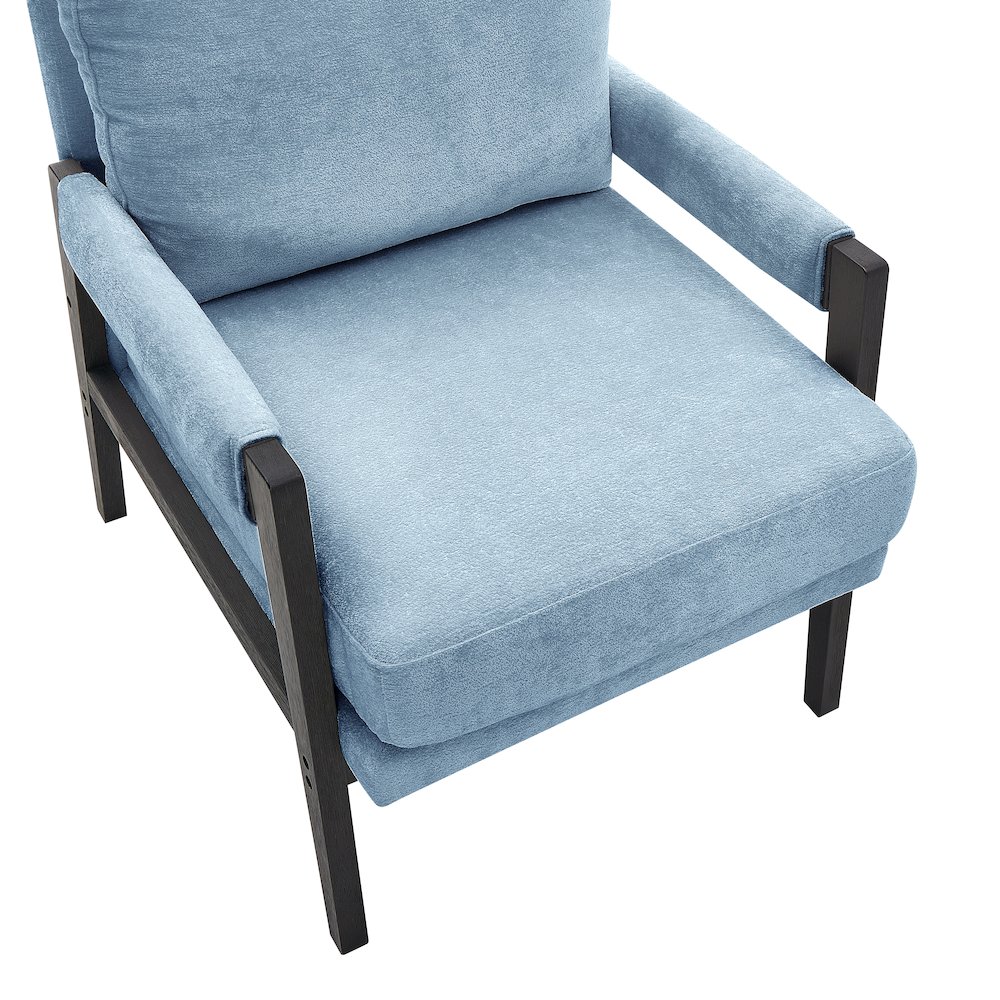 Kelly Mid-Century Modern Chenille Upholstered Accent Armchair, Blue. Picture 5