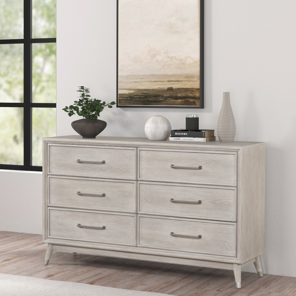 Seluna 6-Drawer Bedroom Dresser, Gray Oak Finish. Picture 2