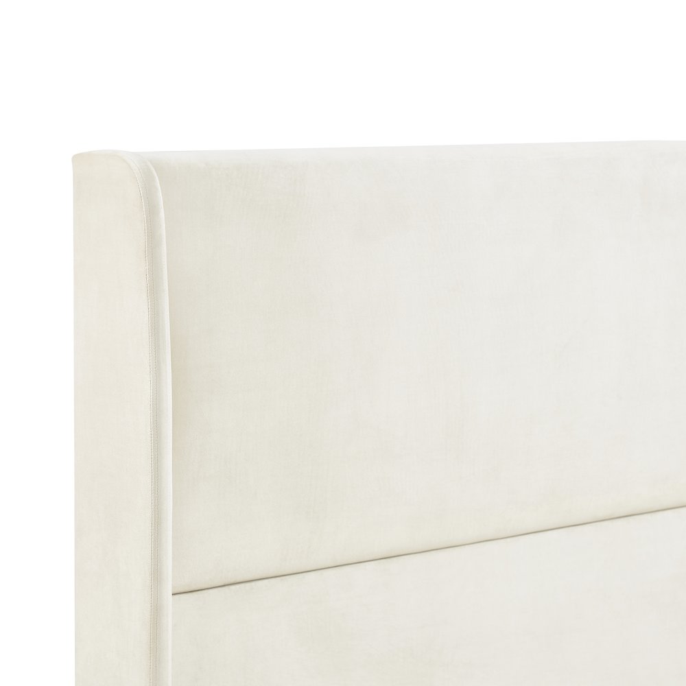 Rozitta Beige Velvet Wingback Platform Bed, Queen. Picture 3