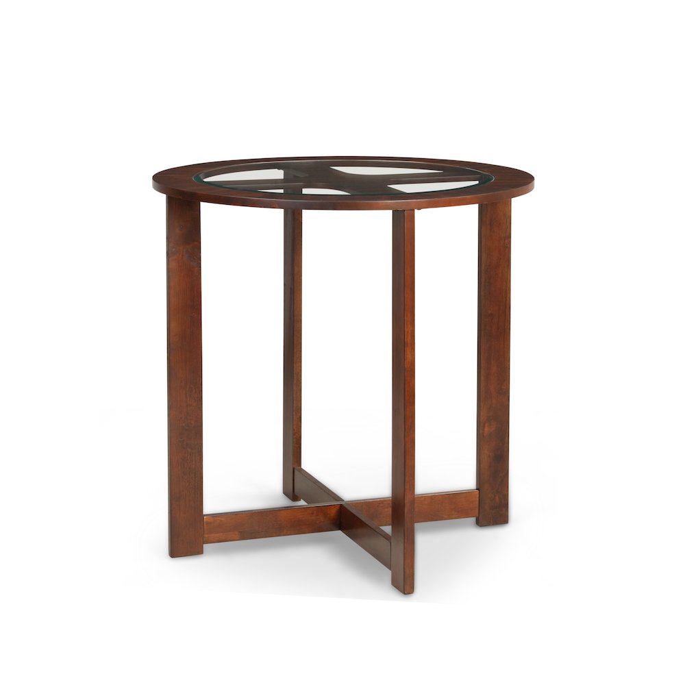 Cylina Solid Wood Glass Top Round Counter Height Table with 4 Stools. Picture 4