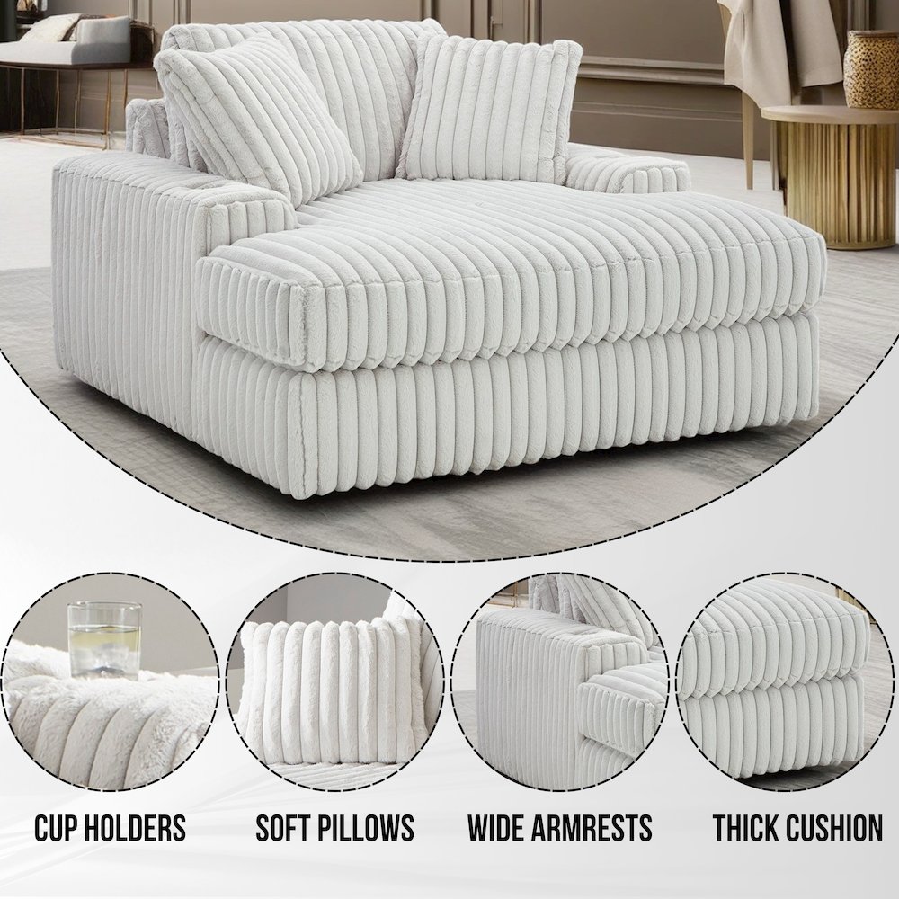 Azulu Upholstered Oversized Chaise, with Cup holders and USB Charging. Picture 7