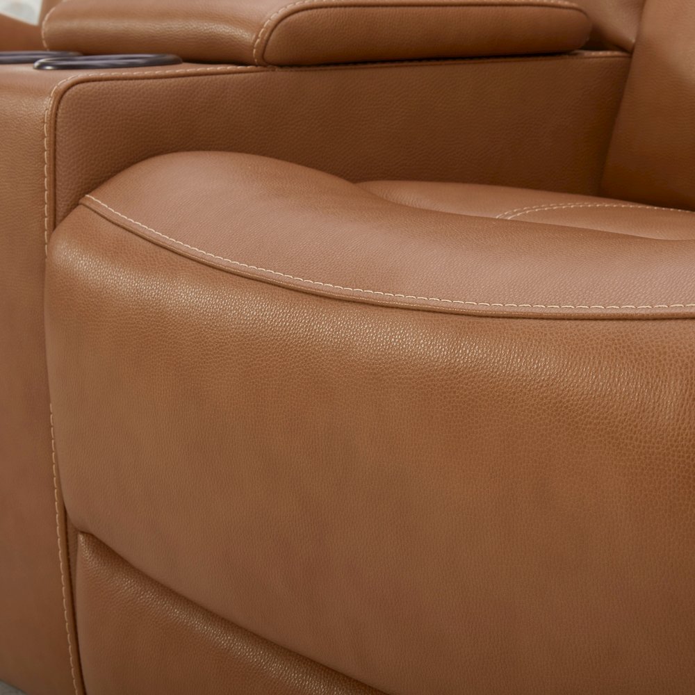 Cozura Leather Power Recling Sofa and Loveseat, Silverado Butternut. Picture 14