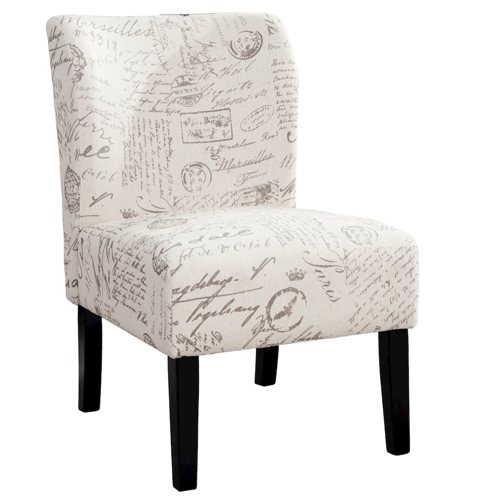 Capa English Letter Print Fabric Armless Contemporary Accent Chair. Picture 1