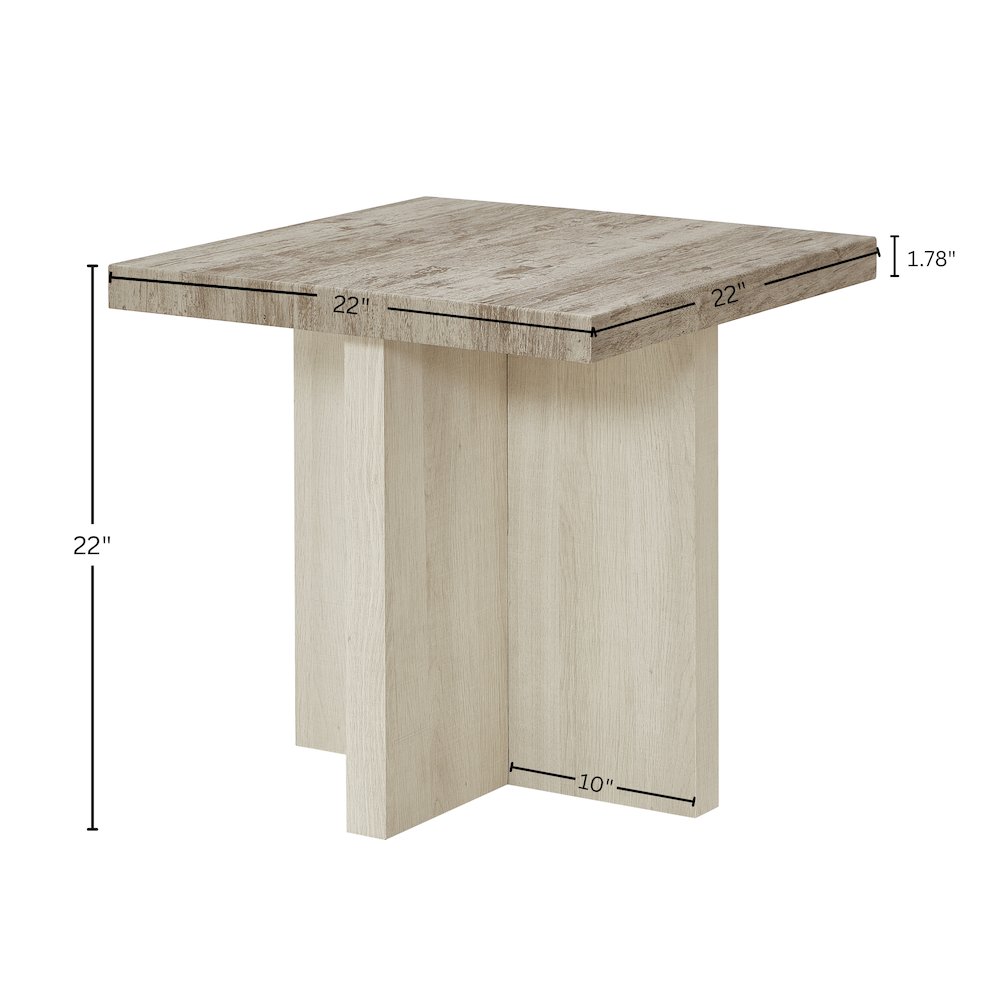 Mchome Square End Table, Nightstand, Weathered Gray and Beige. Picture 9