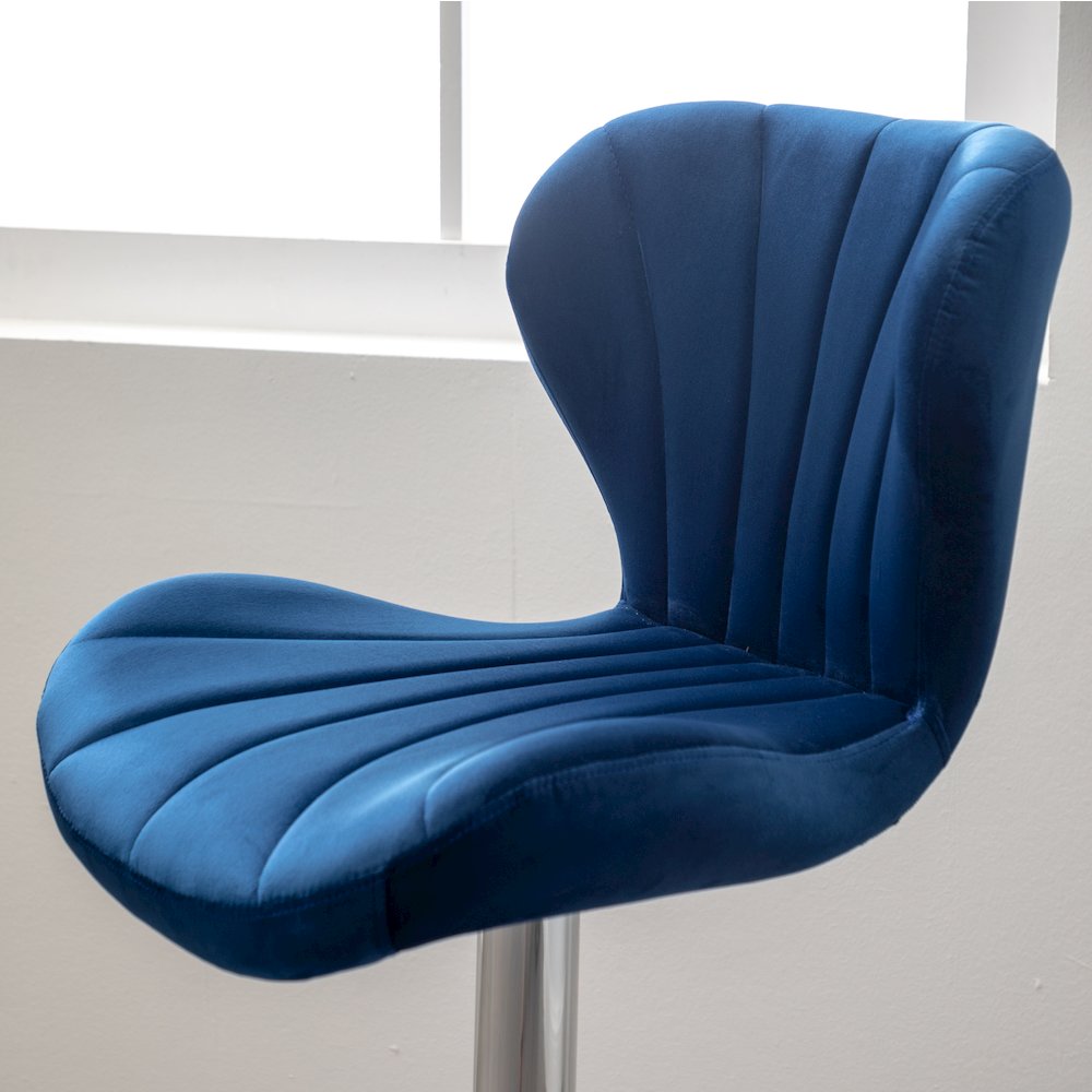 Ellston Upholstered Adjustable Swivel Barstools in Blue, Set of 2. Picture 9