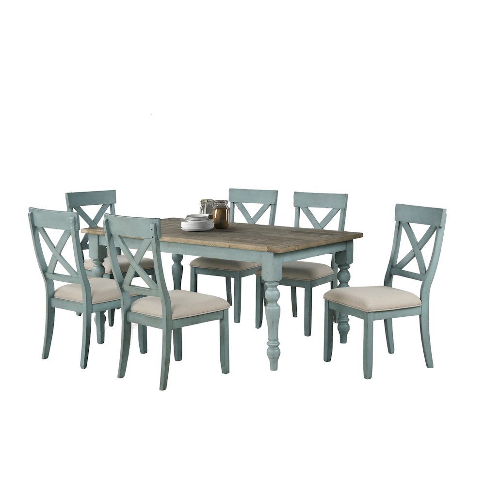 Prato 7-Piece Dining Table Set with Cross Back Chairs. Picture 1