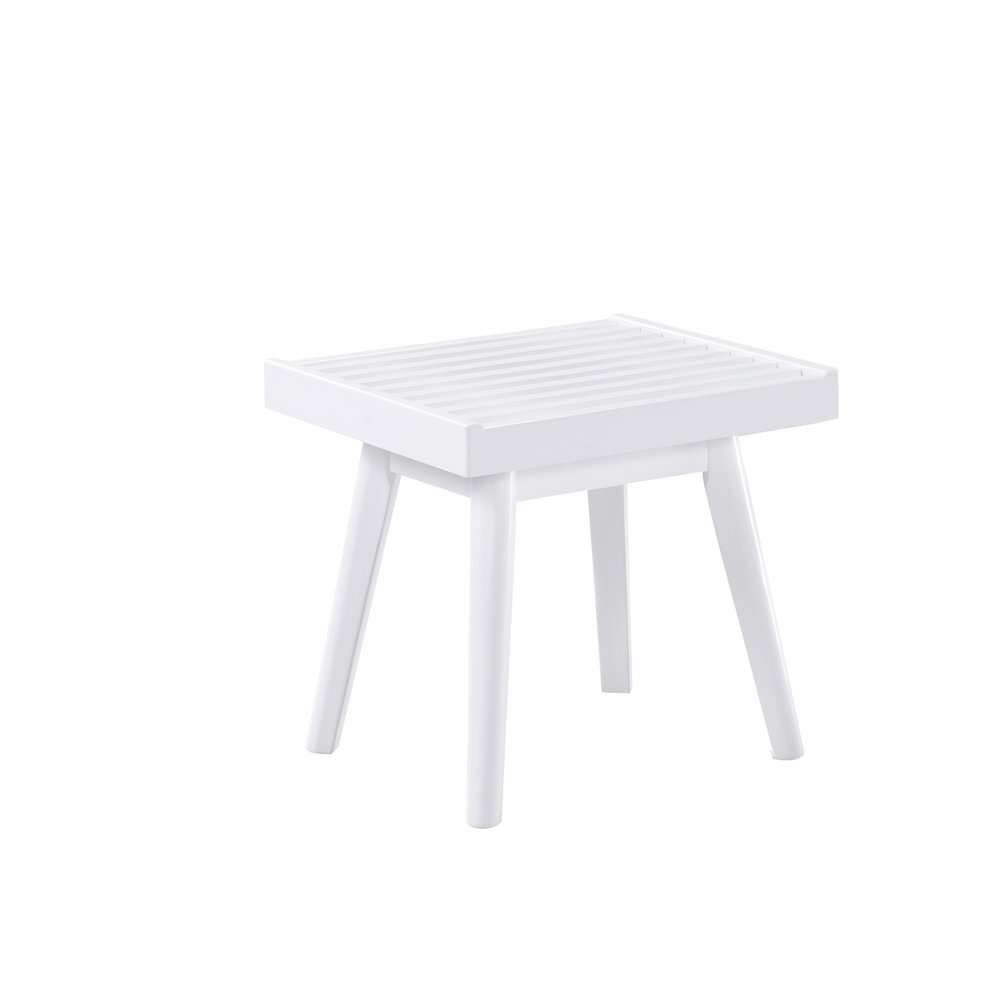 Larwich Solid Wood Slatted Bench, 19 Wide, White. Picture 1