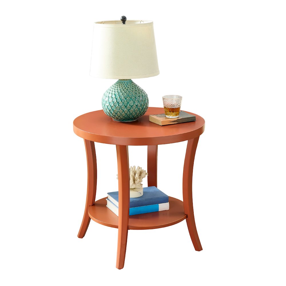 Perth Round End Table with Shelf, Orange. Picture 1