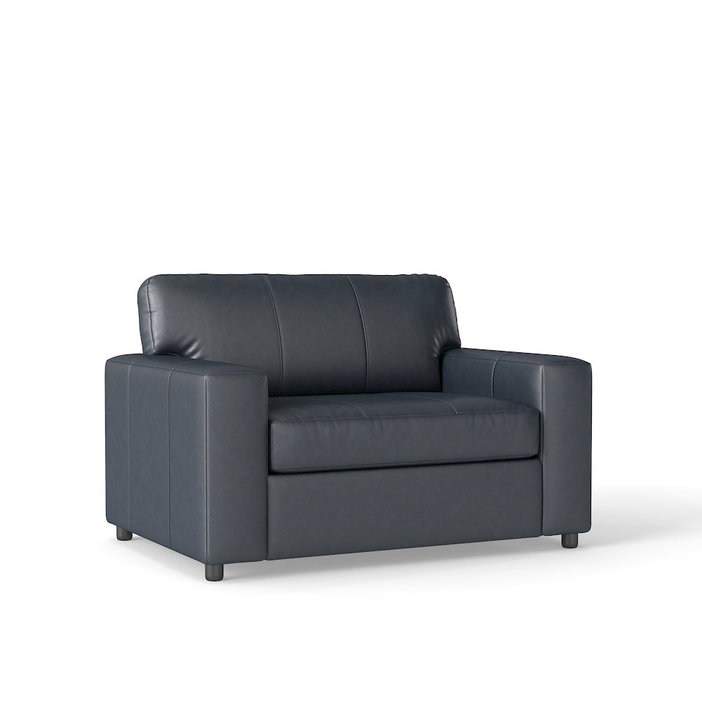 Sakan Leather Upholstered Cutler Lounge Chair, Blue. Picture 1