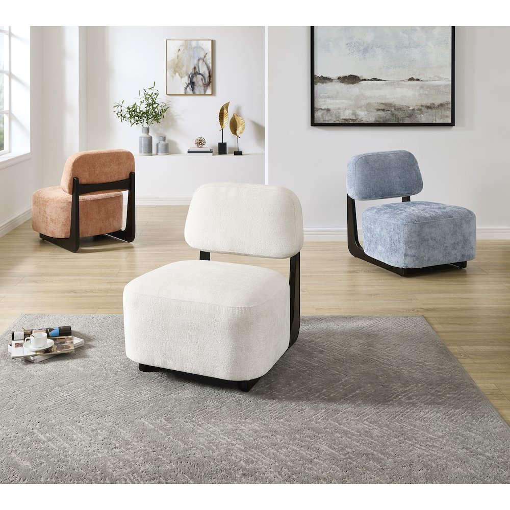 Solara Modern Accent Chair with Solid Wood Frame, Blue. Picture 11