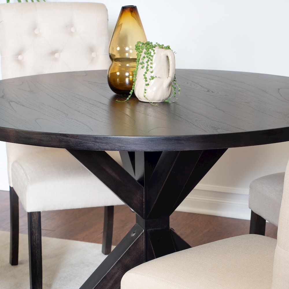 Nylander 5-Pc Dining Set, Cross-Buck Dining Table with 4 Stylish Chairs, Tan. Picture 5