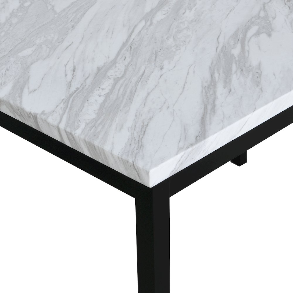 Citico Metal Dining Table with Laminated Faux Marble Top, Off-white. Picture 3