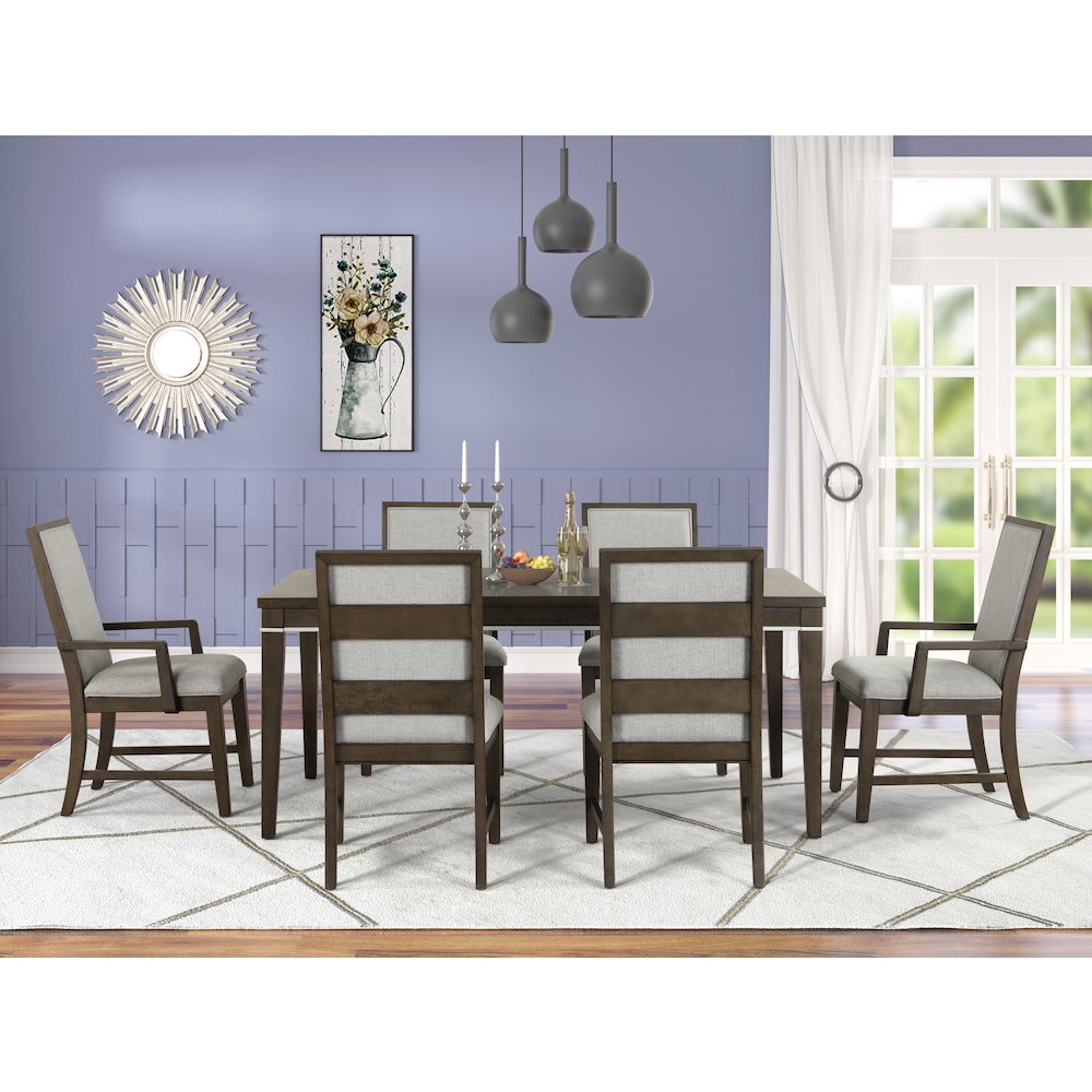 Aberll Wood Dining Room Set, Table with 4 Side Chairs and 2 Armchairs, Gray. Picture 2