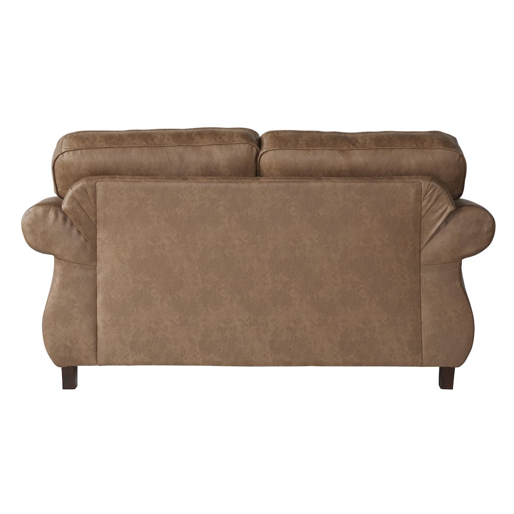 Leinster Faux Leather Loveseat with Antique Bronze Nailheads in Jetson Ginger. Picture 2