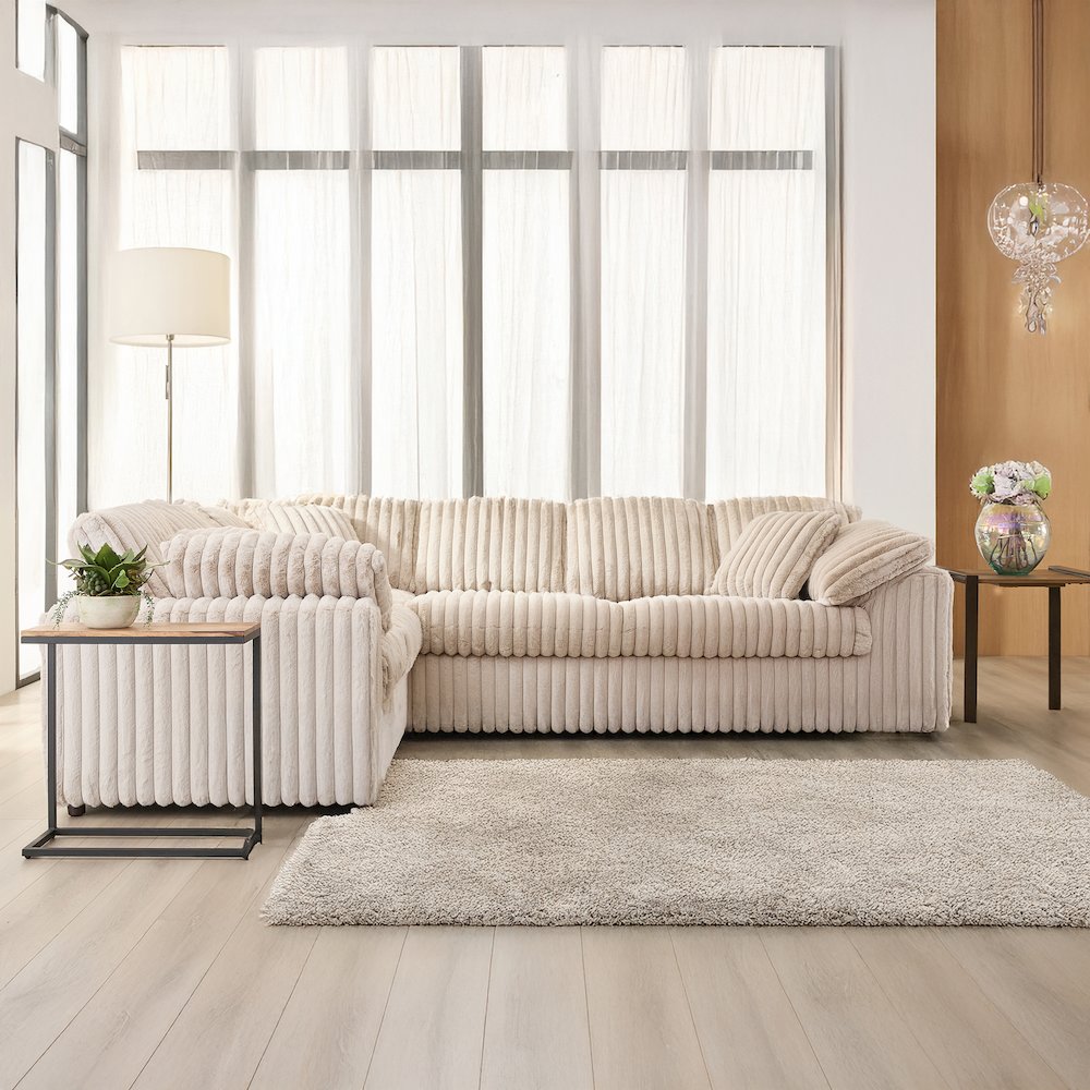 Belvoir Living Room L-shape Sectional, Beige Champagne. Picture 2