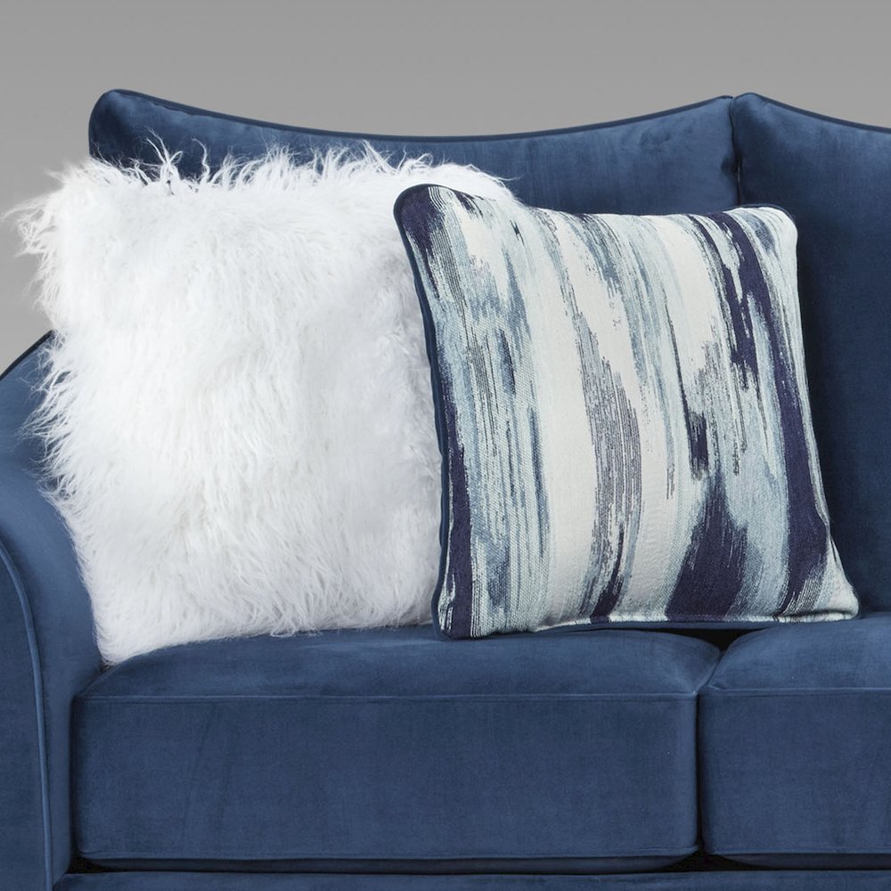 Camero Fabric Pillowback 4-Piece Sofa Set in Navy Blue. Picture 6