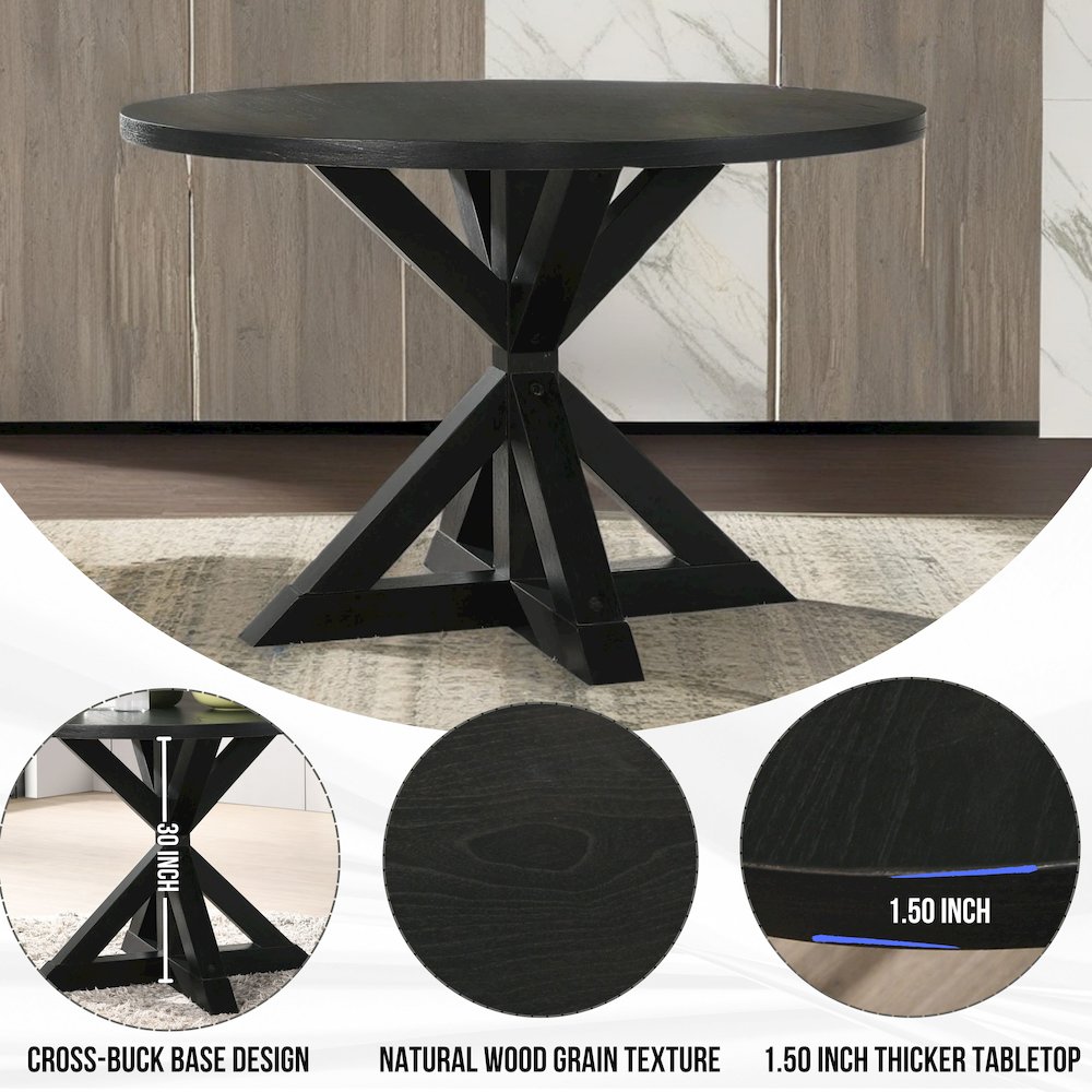Walton 5-Piece Round Dining Set, Cross-Buck Table. Picture 4