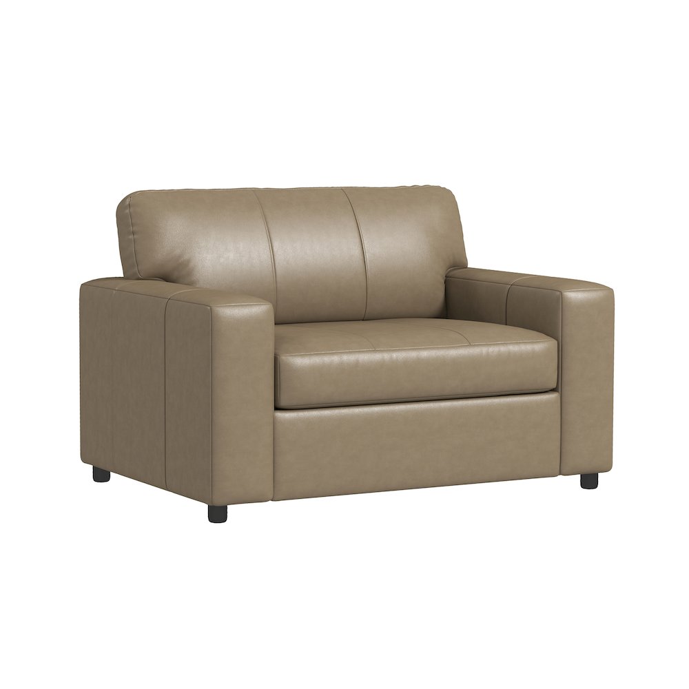 Sakan Leather Upholstered Cutler Lounge Chair, Beige. Picture 1