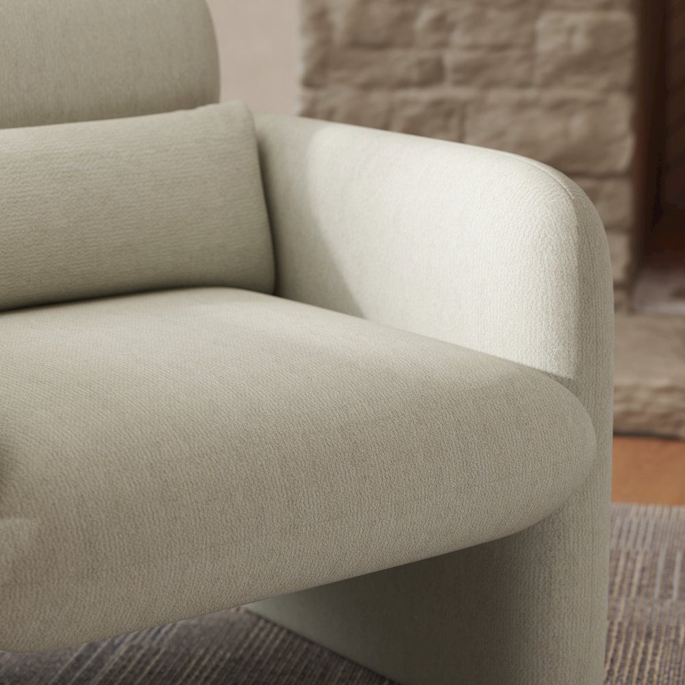 Dylan Modern Upholstered Barrel Armchair, Cream White. Picture 7