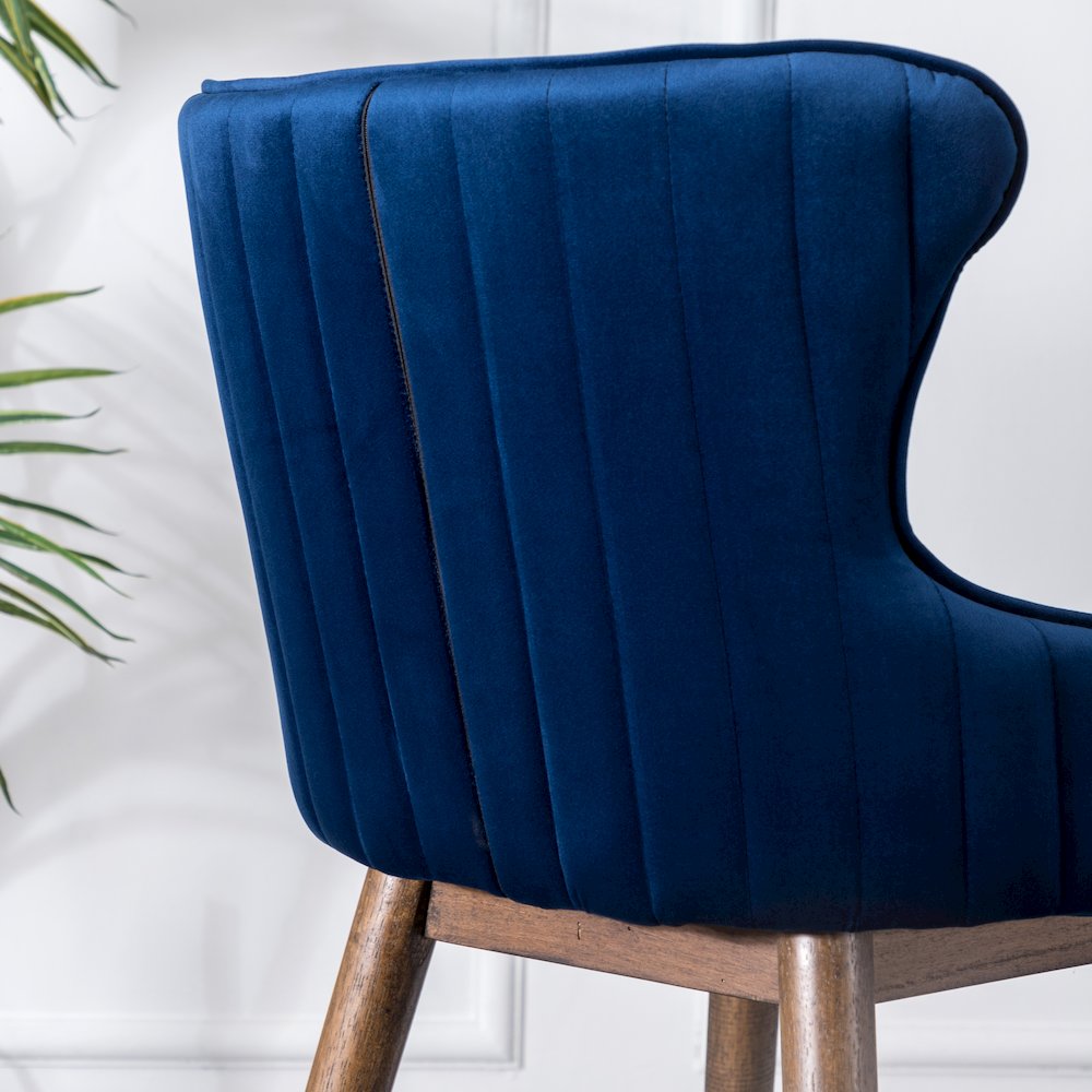 Leland Fabric Upholstered Counter Height Wingback Stools, Set of 2, Blue. Picture 7