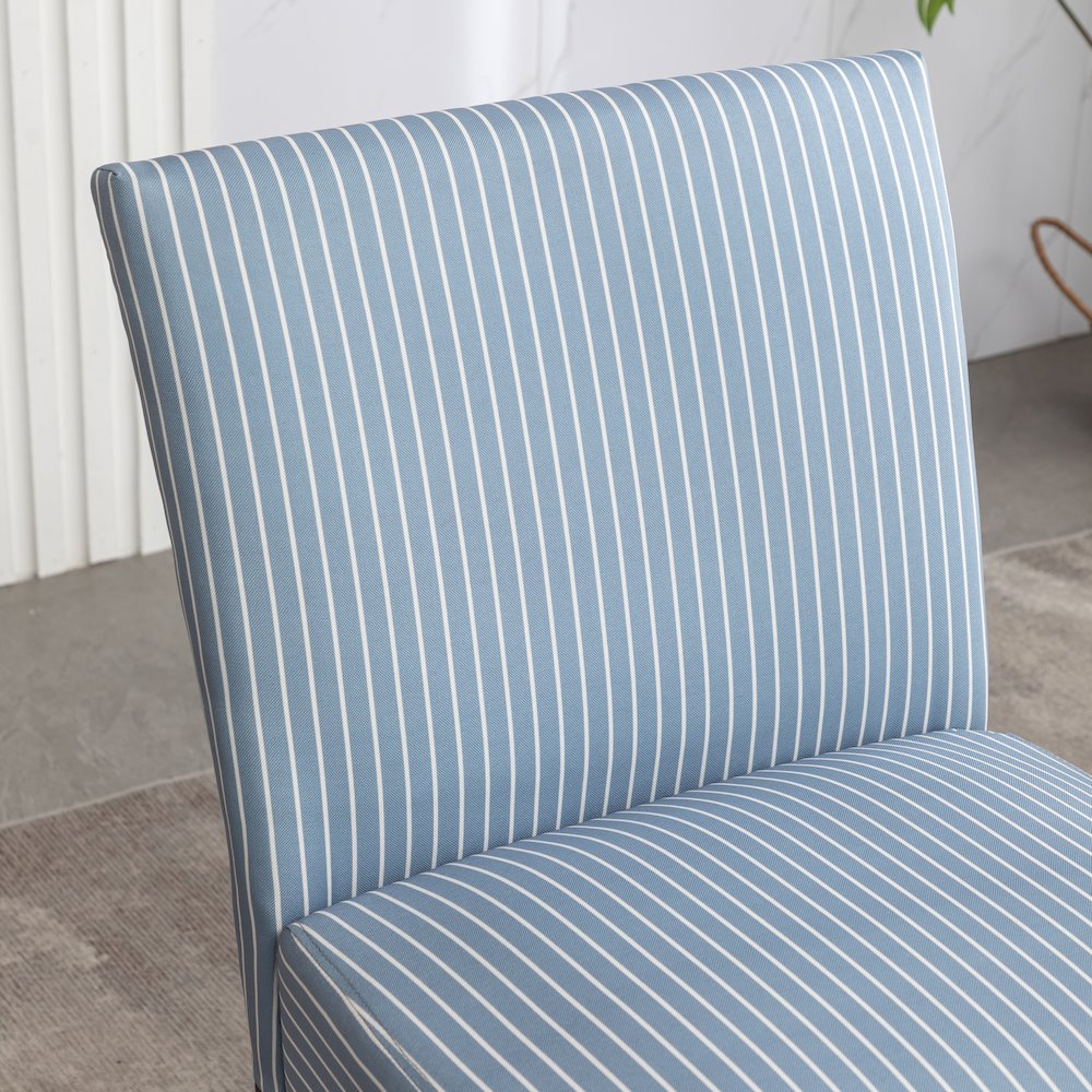 Botticelli Blue Stripe Upholstered Slipper Accent Chair. Picture 9