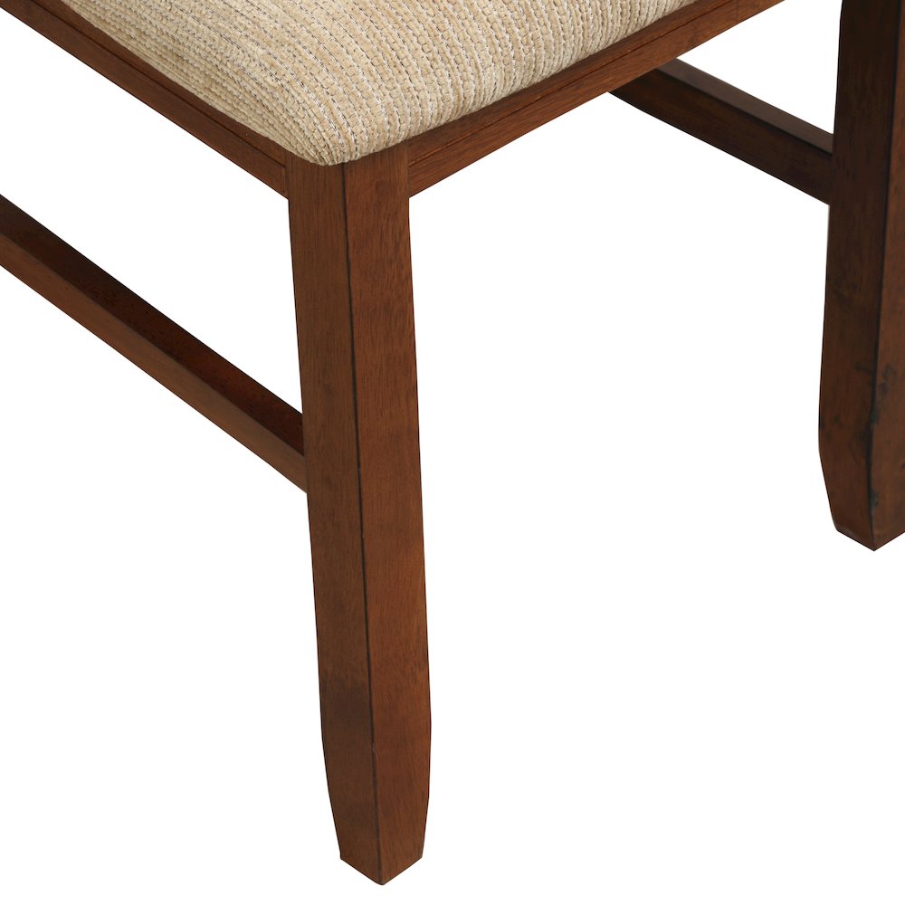 Karven Wood 7-PC Dining Set, Extendable Trestle Table, 6 Chairs, Dark Hazelnut. Picture 12