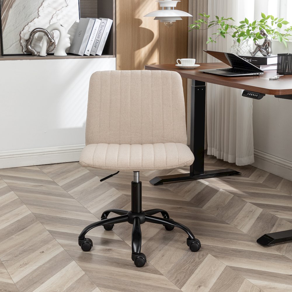 Masar Fabric Swivel Office Chair, Beige. Picture 3