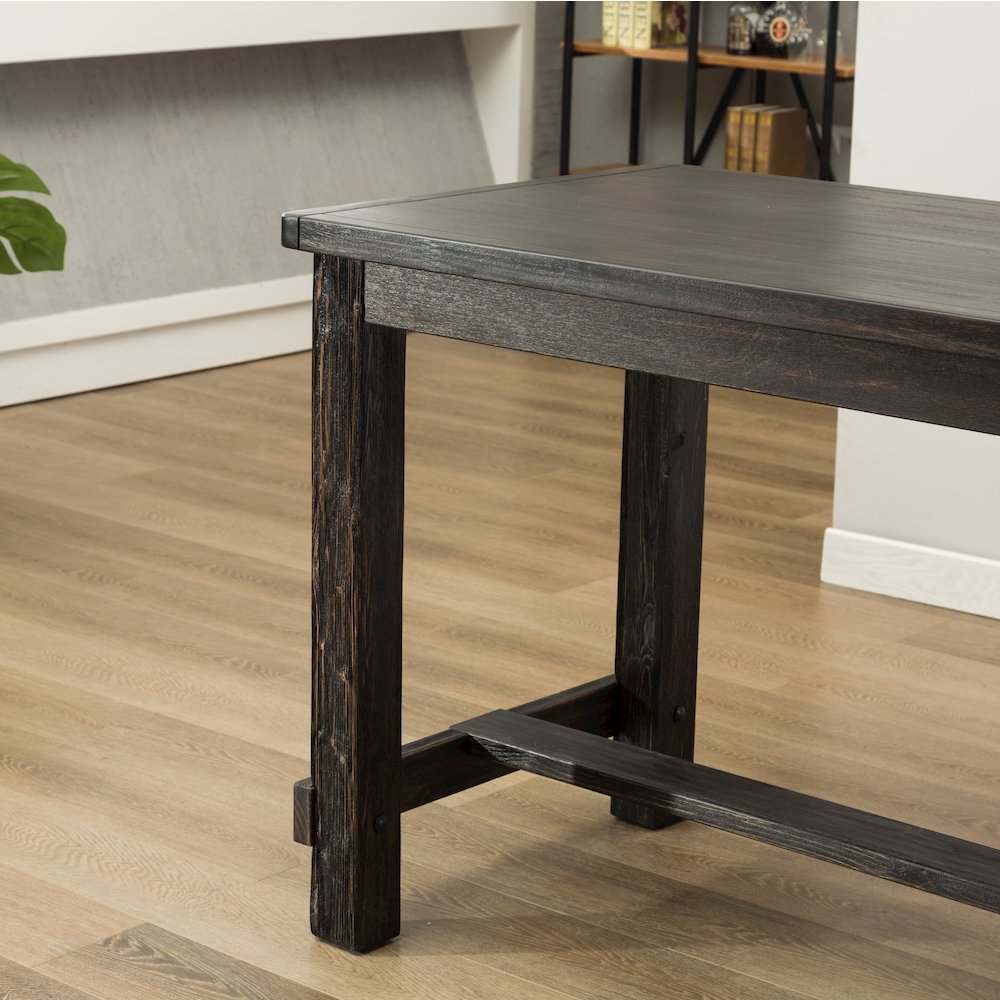 Lotusville Antique Black Finish Rectangular Wood Counter Height Dining Table. Picture 3