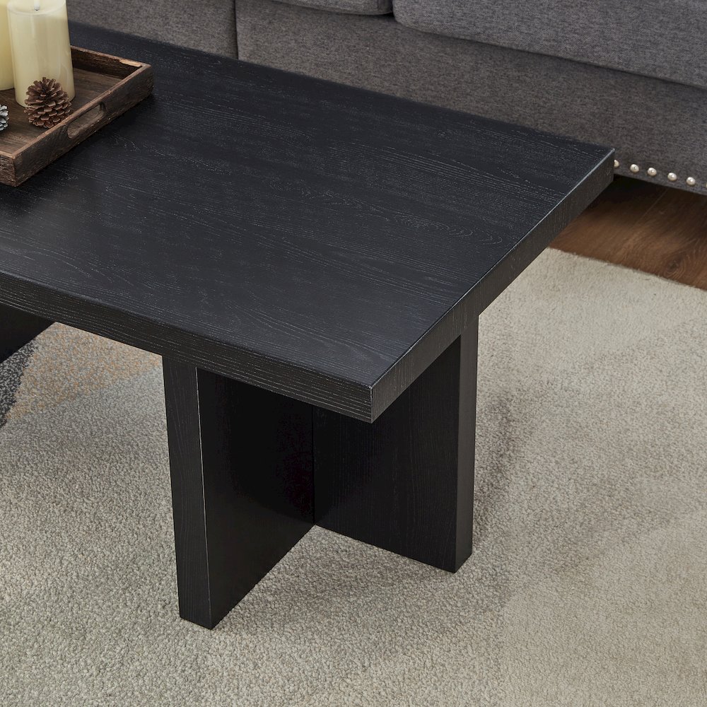 Mchome 3-Piece Coffee Table Set, Coffee Table and Two End Tables, Black Finish. Picture 6