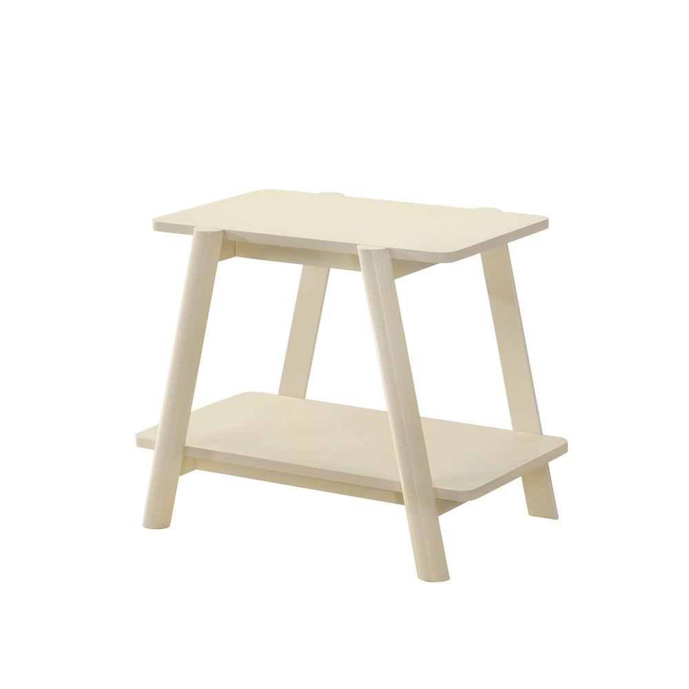 Metz Mid-Century Modern Wood Shelf End Table, Off-White Finish. Picture 1