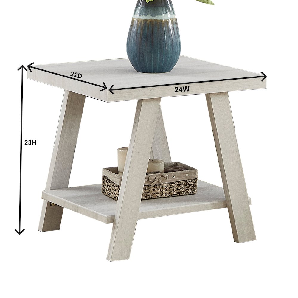 Athens Contemporary Wood Shelf End Table in White Finish. Picture 6