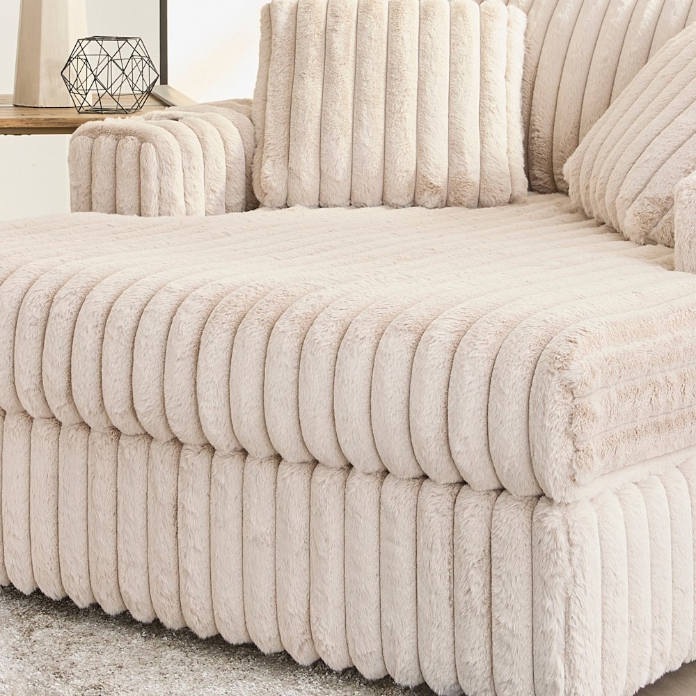 Belvoir Oversized Cuddle Chaise, with Cup Holders, Beige Champagne. Picture 5