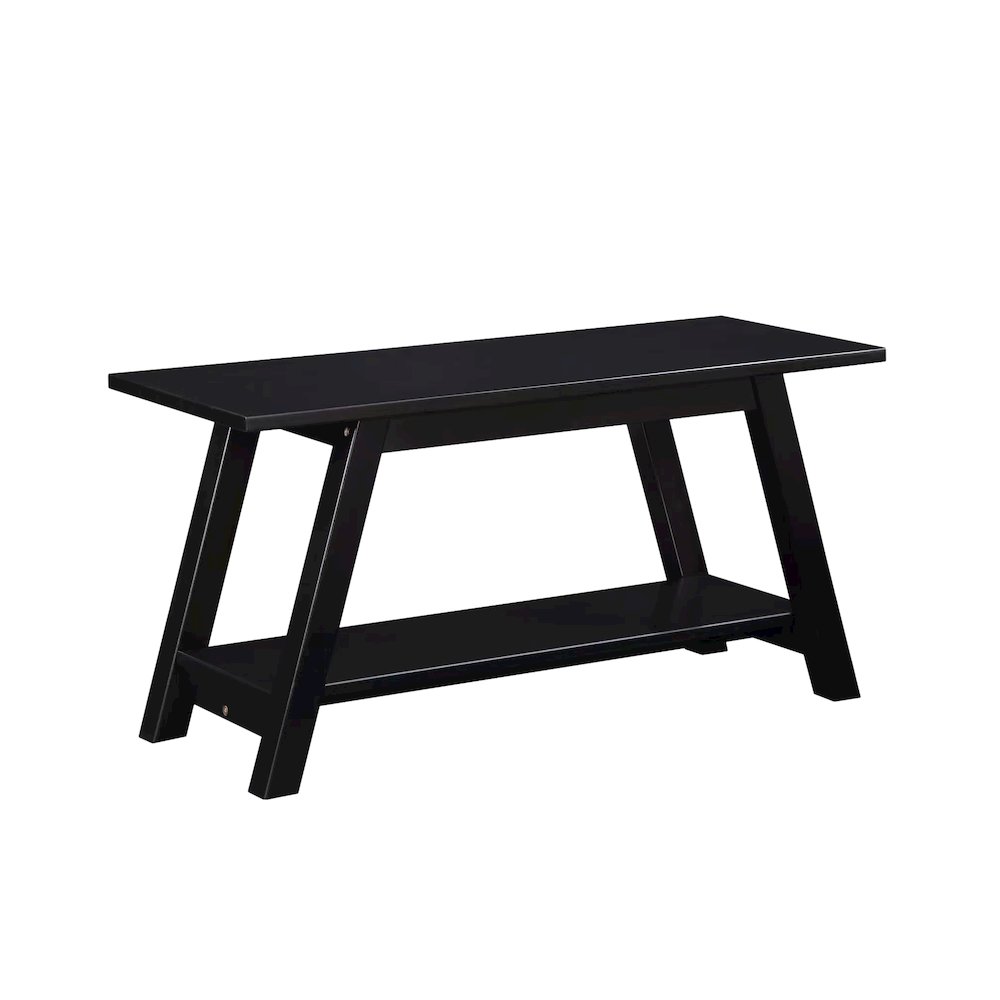 Elyz Solid Wood Bench with Shelf, 36.10-Inch Long. Picture 3