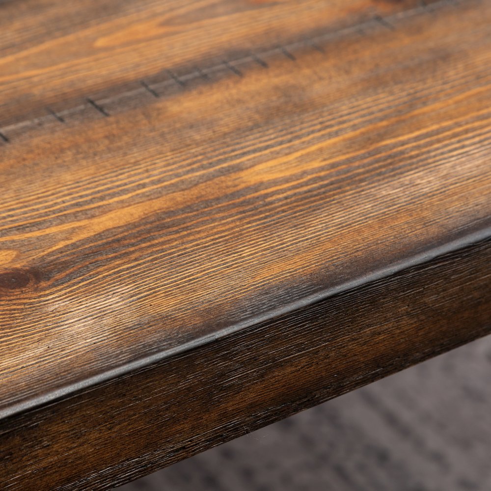 Aryven Industrial Metal Hairpin Design Dining Table, Rustic Dark Pine. Picture 7