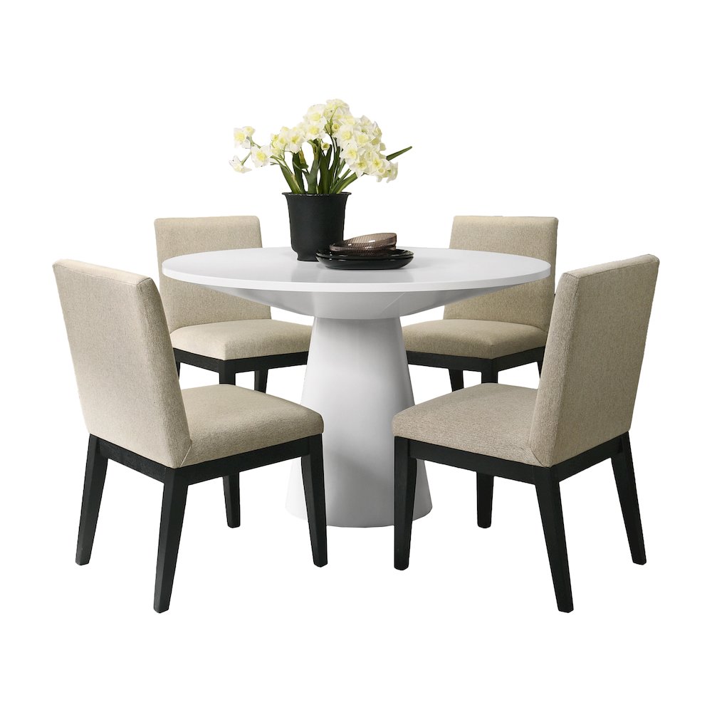 Rocco 5-Pc 48'' Pedestal Dining Set, Round Pedestal Table with 4 Chairs. Picture 1
