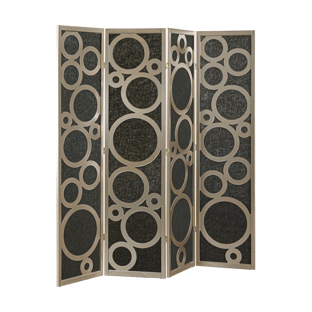 4-Panel Room Divider, Decorative Folding Freestanding Privacy Screen, Gold. Picture 1