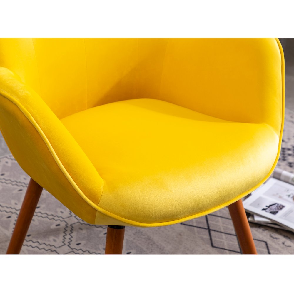 Doarnin Contemporary Silky Velvet Tufted Button Back Accent Chair, Yellow. Picture 11