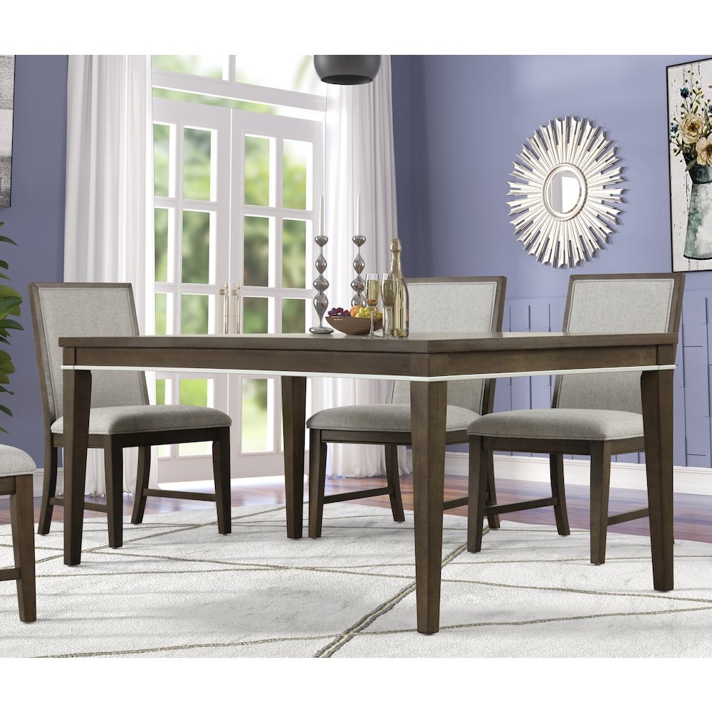 Aberll Wood Dining Room Set, Table with 6 Side Chairs, Gray. Picture 4