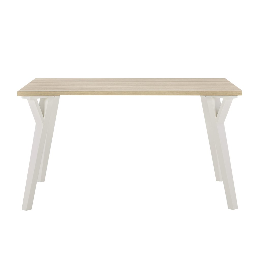 Alwynn Contemporary Rectangular Dining Table, White and Natural Wood. Picture 4