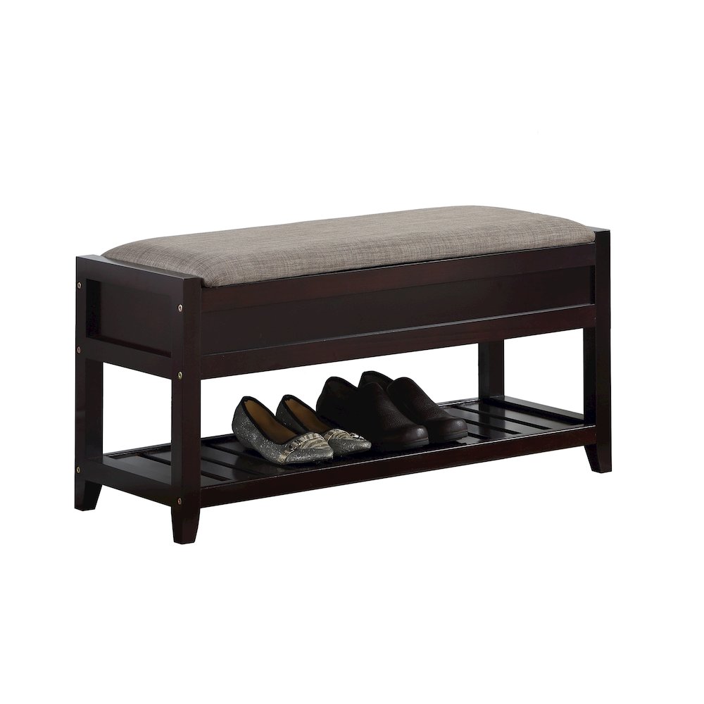 Rouen Espresso Seating Bench with Shoe Storage. Picture 6
