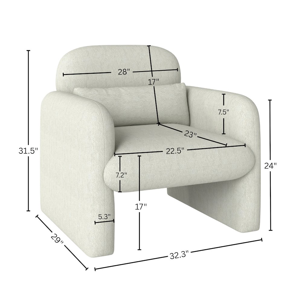 Dylan Modern Upholstered Barrel Armchair, Cream White. Picture 15