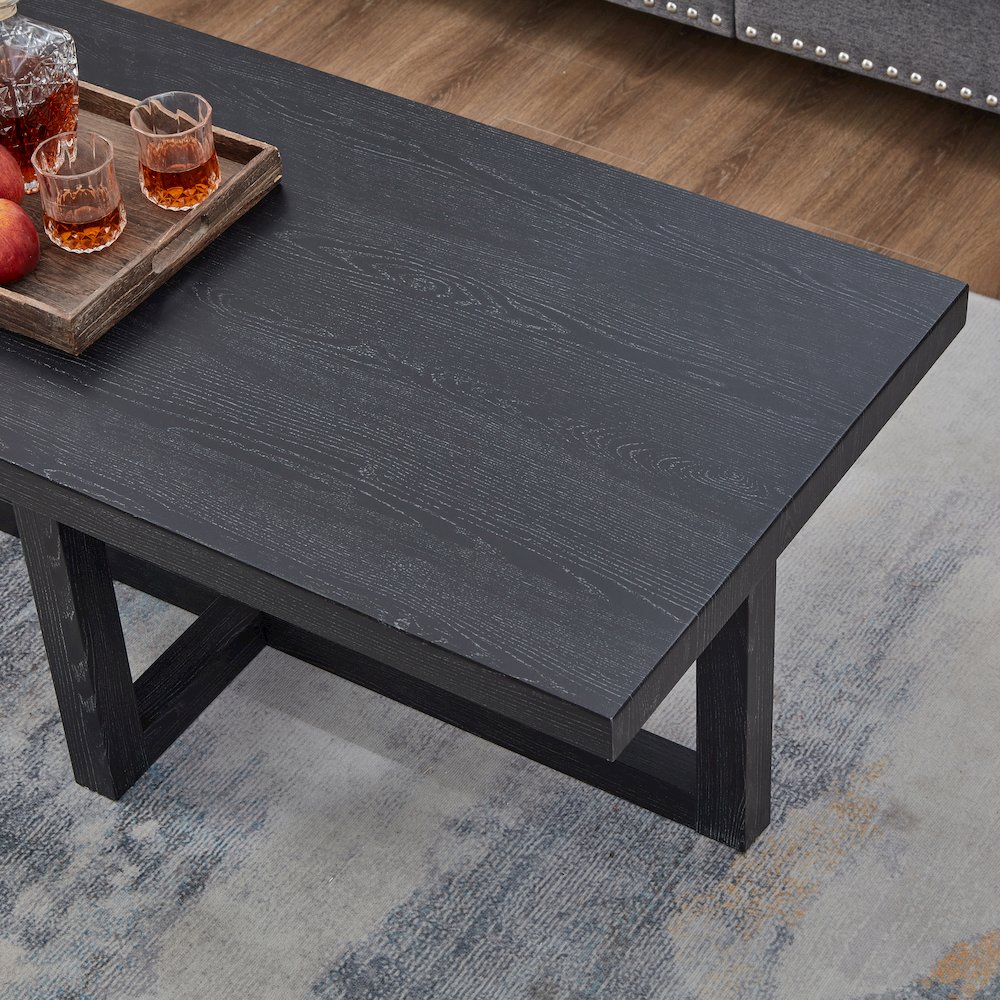Luno Contemporary Coffee Table, Black. Picture 4