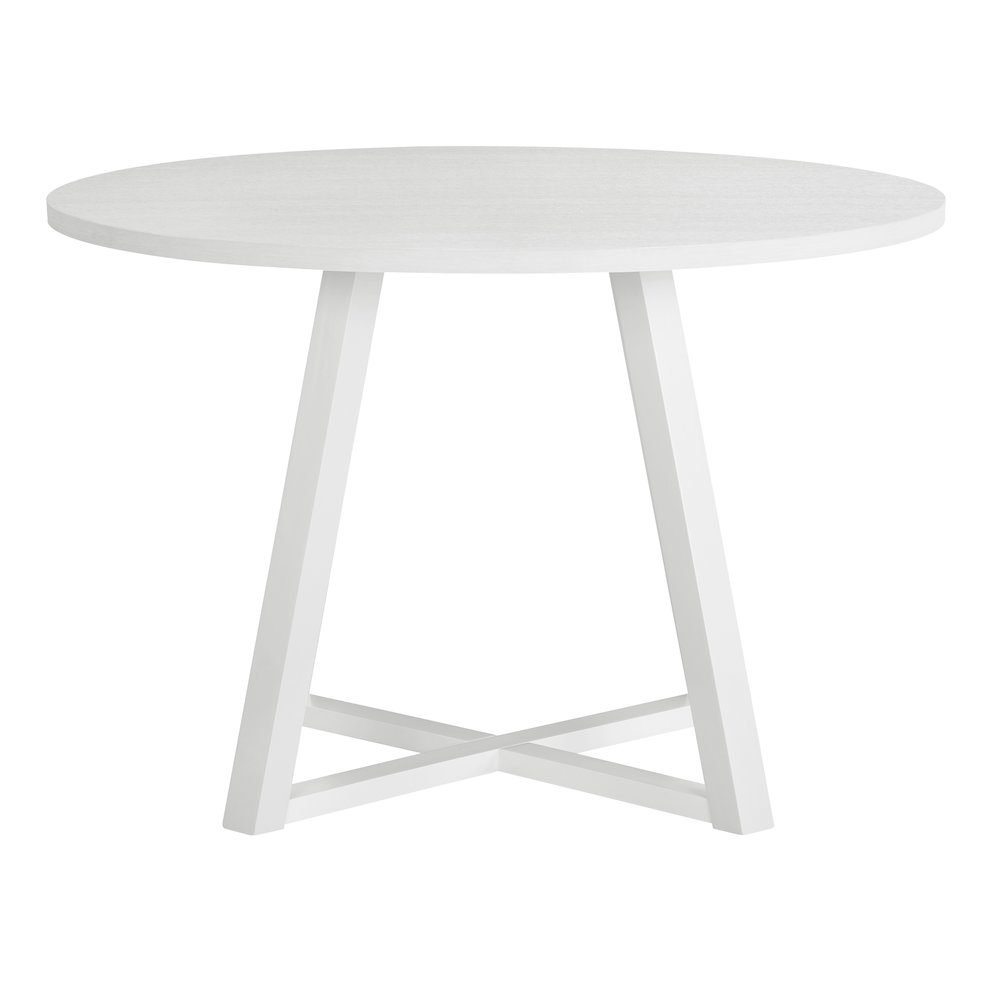 Edo White Wood 5-Pc Dining Set, Trestle Dining Table with 4 Windsor Chairs. Picture 5