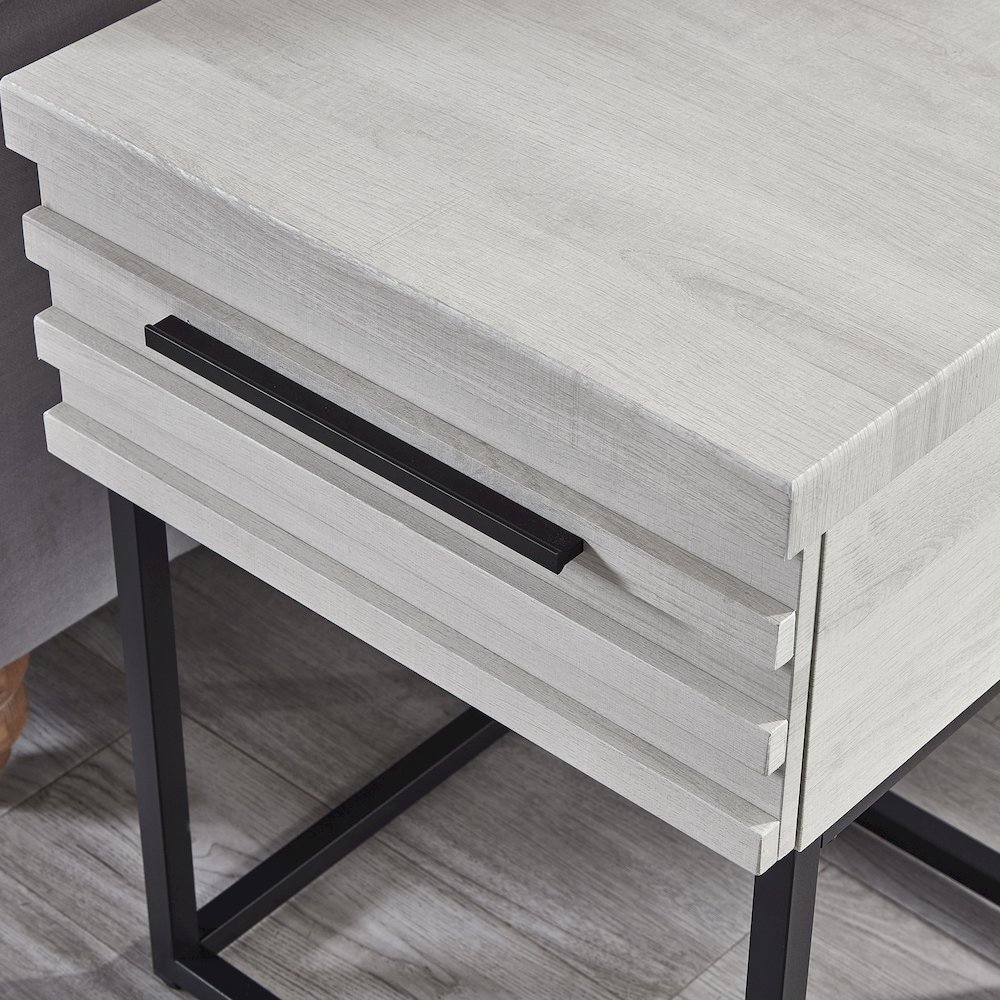 Arles Upholstered Bedroom Set,Wingback Platform Bed with 2Nightstands, Queen. Picture 7