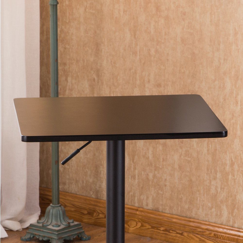 Belham Black Square Top Adjustable Height with Black Leg Base Metal Bar Table. Picture 5